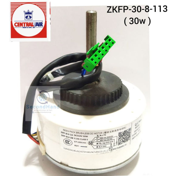 มอเตอร์คอยล์เย็นแอร์ Central Air/ ZKFP-30-8-113 ( 30w ) (แจ็คสีเขียว) #อะไหล่แท้มือสอง